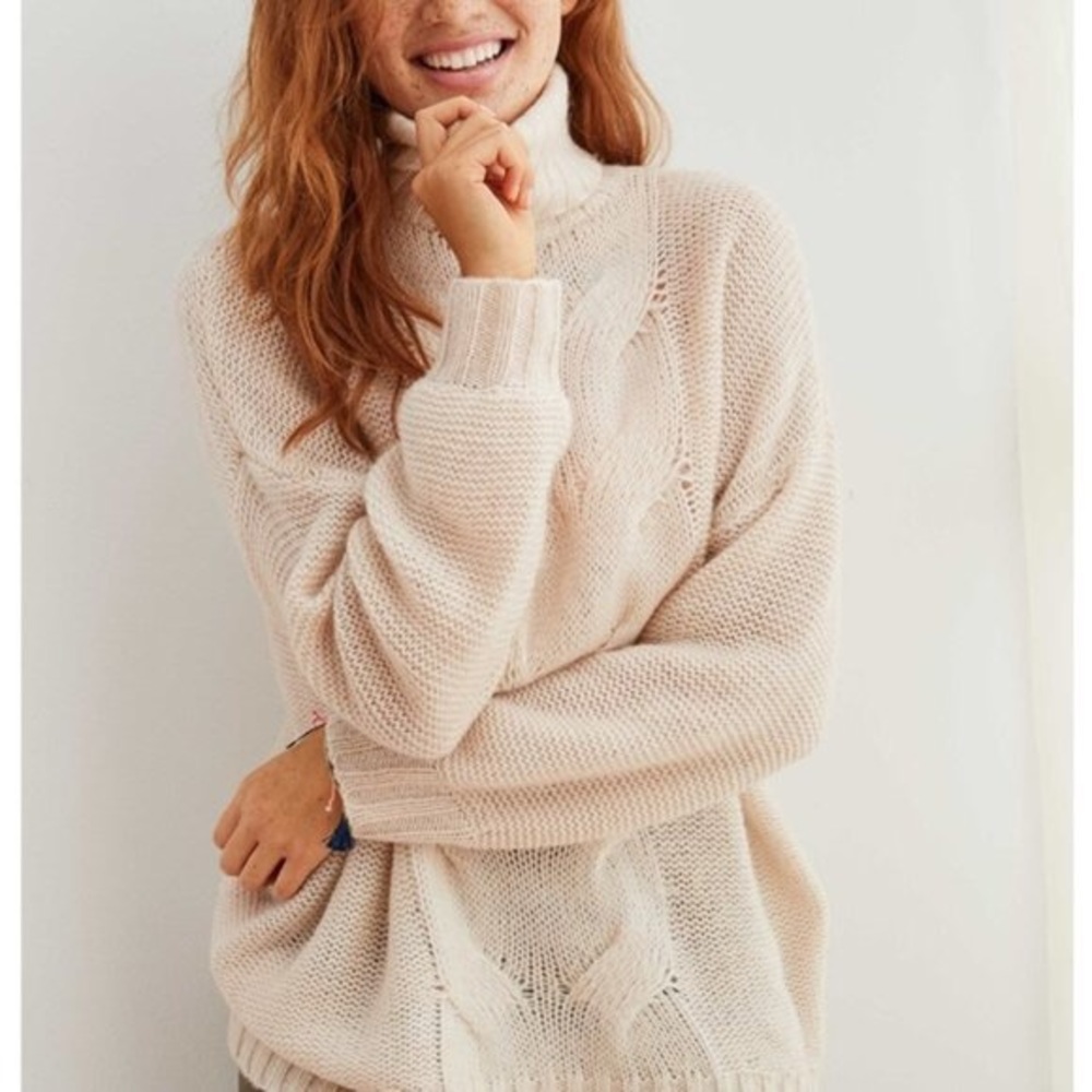 aerie | Oversized Cable Knit Turtleneck Sweater